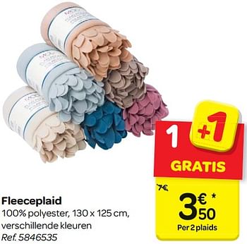 Promoties Fleece plaid - Huismerk - Carrefour  - Geldig van 17/01/2018 tot 29/01/2018 bij Carrefour