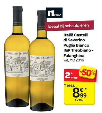 Promoties Italië castelli di severino puglia bianco igp trebbiano - falanghina - Witte wijnen - Geldig van 17/01/2018 tot 29/01/2018 bij Carrefour
