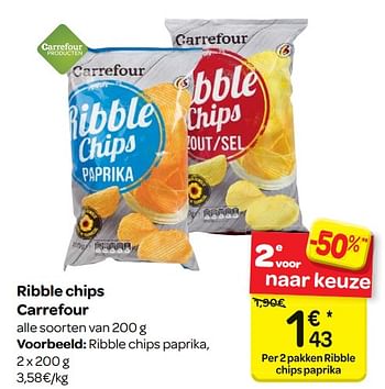 Promoties Ribble chips carrefour - Huismerk - Carrefour  - Geldig van 17/01/2018 tot 29/01/2018 bij Carrefour