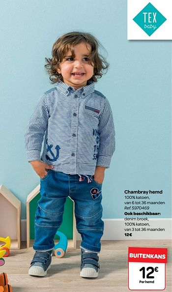 Promoties Tex baby chambray hemd - Tex Baby - Geldig van 17/01/2018 tot 29/01/2018 bij Carrefour