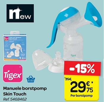 Promoties Tigex manuele borstpomp skin touch - Tigex - Geldig van 17/01/2018 tot 29/01/2018 bij Carrefour