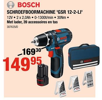 Promoties Bosch schroefboormachine gsr 12-2-li - Bosch - Geldig van 11/01/2018 tot 28/01/2018 bij HandyHome