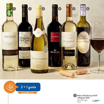 Promoties Mâcon-chardonnay a.o.p. `l`originel` 2016 cave de lugny - Witte wijnen - Geldig van 13/01/2018 tot 30/01/2018 bij OKay
