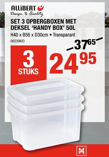 Promoties Set 3 opbergboxen met deksel handy box - Allibert - Geldig van 11/01/2018 tot 28/01/2018 bij HandyHome