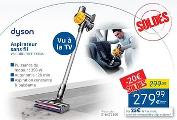 Promotions Dyson aspirateur sans fil v6 cord-free extra - Dyson - Valide de 15/01/2018 à 31/01/2018 chez Eldi