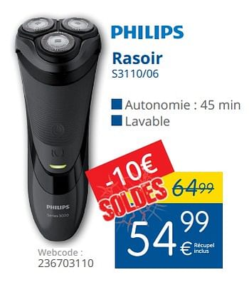 Promotions Philips rasoir s3110-06 - Philips - Valide de 15/01/2018 à 31/01/2018 chez Eldi