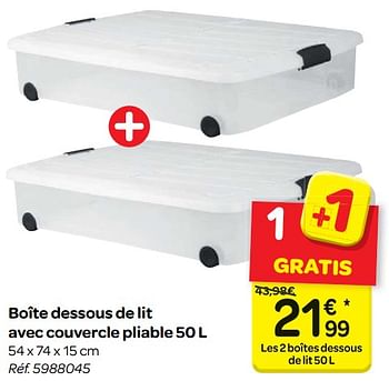 Promoties Boîte dessous de lit avec couvercle pliable - Huismerk - Carrefour  - Geldig van 17/01/2018 tot 29/01/2018 bij Carrefour