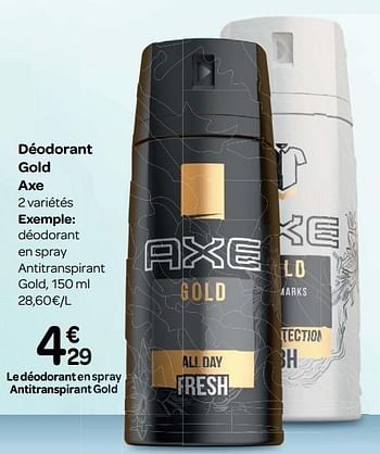 Promotions Déodorant gold axe - Axe - Valide de 17/01/2018 à 29/01/2018 chez Carrefour