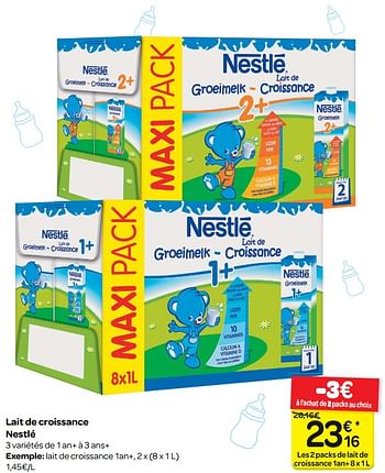 Promotions Lait de croissance nestlé - Nestlé - Valide de 17/01/2018 à 29/01/2018 chez Carrefour