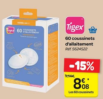 Promotions Tigex 60 coussinets d`allaitement - Tigex - Valide de 17/01/2018 à 29/01/2018 chez Carrefour