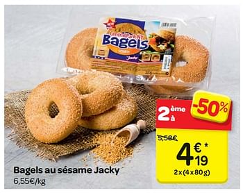 Promotions Bagels au sésame jacky - Jacky - Valide de 17/01/2018 à 22/01/2018 chez Carrefour