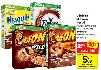 Promotions Céréales et barres nestlé - Nestlé - Valide de 17/01/2018 à 29/01/2018 chez Carrefour