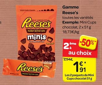 Promotions Gamme reese`s - Reeses - Valide de 17/01/2018 à 29/01/2018 chez Carrefour