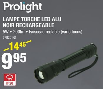 Promoties Prolight lampe torche led alu noir rechargeable - Prolight - Geldig van 11/01/2018 tot 28/01/2018 bij HandyHome