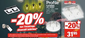 Promotions Prolight plafonnier led `cromo` - Prolight - Valide de 11/01/2018 à 28/01/2018 chez HandyHome