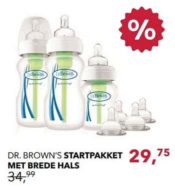 Promoties Dr. brown`s startpakket met brede hals - DrBrown's - Geldig van 14/01/2018 tot 10/02/2018 bij Baby & Tiener Megastore