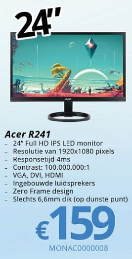Promotions Acer r241 - Acer - Valide de 15/01/2018 à 28/02/2018 chez Compudeals