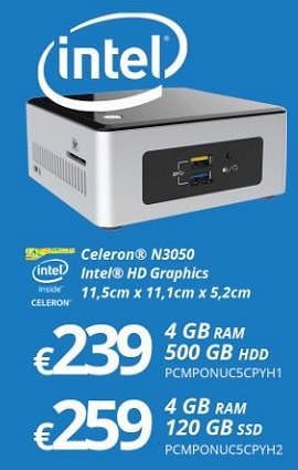 Promoties Intel celeron n3050 - Intel - Geldig van 15/01/2018 tot 28/02/2018 bij Compudeals