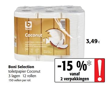 Promoties Boni selection toiletpapier coconut - Boni - Geldig van 17/01/2018 tot 30/01/2018 bij Colruyt