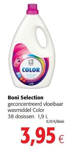 Promoties Boni selection geconcentreerd vloeibaar wasmiddel color - Boni - Geldig van 17/01/2018 tot 30/01/2018 bij Colruyt