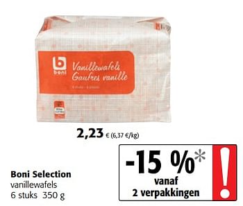 Promoties Boni selection vanillewafels - Boni - Geldig van 17/01/2018 tot 30/01/2018 bij Colruyt