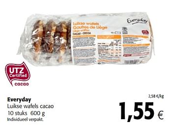 Promoties Everyday luikse wafels cacao - Everyday - Geldig van 17/01/2018 tot 30/01/2018 bij Colruyt