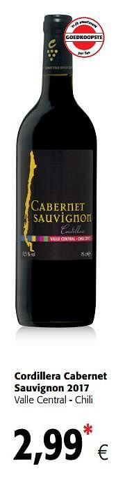 Promoties Cordillera cabernet sauvignon 2017 valle central - chili - Rode wijnen - Geldig van 17/01/2018 tot 30/01/2018 bij Colruyt