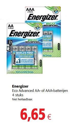 Promoties Energizer eco advanced aa- of aaa-batterijen - Energizer - Geldig van 17/01/2018 tot 30/01/2018 bij Colruyt