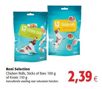 Promoties Boni selection chicken rolls, sticks of bars of knots - Boni - Geldig van 17/01/2018 tot 30/01/2018 bij Colruyt