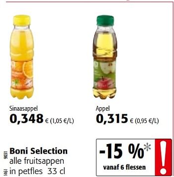 Promoties Boni selection alle fruitsappen in petfles - Boni - Geldig van 17/01/2018 tot 30/01/2018 bij Colruyt