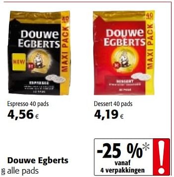 Promotions Douwe egberts alle pads - Douwe Egberts - Valide de 17/01/2018 à 30/01/2018 chez Colruyt