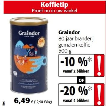 Promoties Graindor 80 jaar branderij gemalen koffie - Graindor - Geldig van 17/01/2018 tot 30/01/2018 bij Colruyt