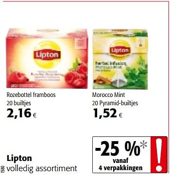 Promoties Lipton volledig assortiment - Lipton - Geldig van 17/01/2018 tot 30/01/2018 bij Colruyt