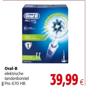 Promoties Oral-b elektrische tandenborstel pro 670 hb - Oral-B - Geldig van 17/01/2018 tot 30/01/2018 bij Colruyt