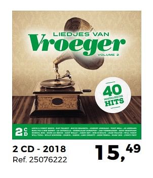 Promoties 2 cd - 2018 liedjes van vroeger - Huismerk - Supra Bazar - Geldig van 23/01/2018 tot 20/02/2018 bij Supra Bazar