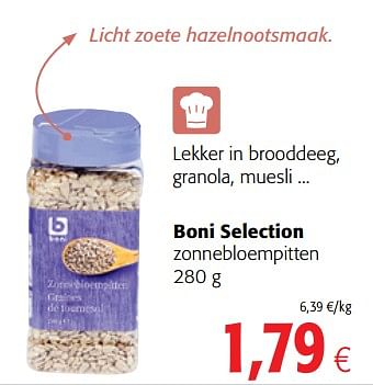 Promoties Boni selection zonnebloempitten - Boni - Geldig van 17/01/2018 tot 30/01/2018 bij Colruyt