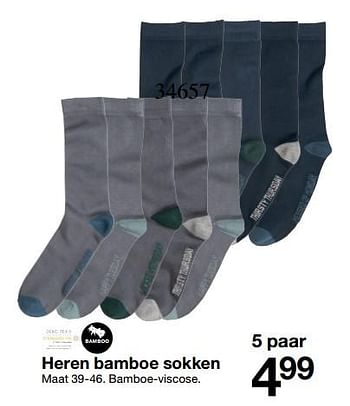 Promoties Heren bamboe sokken - Huismerk - Zeeman  - Geldig van 20/01/2018 tot 27/01/2018 bij Zeeman