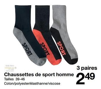 Promotions Chaussettes de sport homme - Produit maison - Zeeman  - Valide de 20/01/2018 à 27/01/2018 chez Zeeman