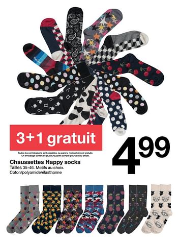 Promotions Chaussettes happy socks - Happy Socks - Valide de 20/01/2018 à 27/01/2018 chez Zeeman