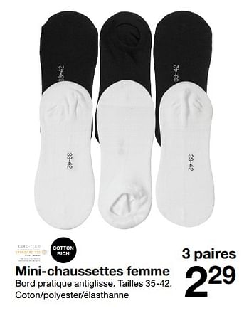 Promotions Mini-chaussettes femme - Produit maison - Zeeman  - Valide de 20/01/2018 à 27/01/2018 chez Zeeman