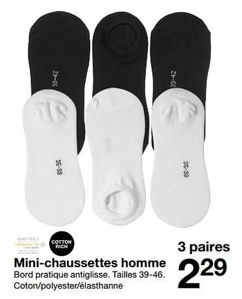 Promotions Mini-chaussettes homme - Produit maison - Zeeman  - Valide de 20/01/2018 à 27/01/2018 chez Zeeman