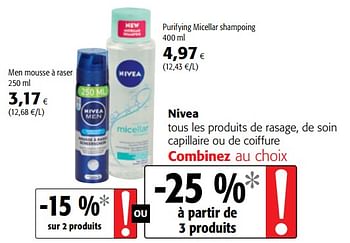 Promotions Nivea tous les produits de rasage, de soin capillaire ou de coiffure - Nivea - Valide de 17/01/2018 à 30/01/2018 chez Colruyt