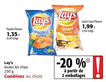 Promotions Lay`s toutes les chips - Lay's - Valide de 17/01/2018 à 30/01/2018 chez Colruyt
