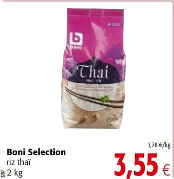 Promotions Boni selection riz thaï - Boni - Valide de 17/01/2018 à 30/01/2018 chez Colruyt