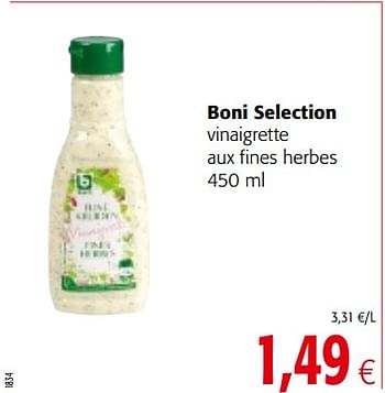 Promotions Boni selection vinaigrette aux fines herbes - Boni - Valide de 17/01/2018 à 30/01/2018 chez Colruyt