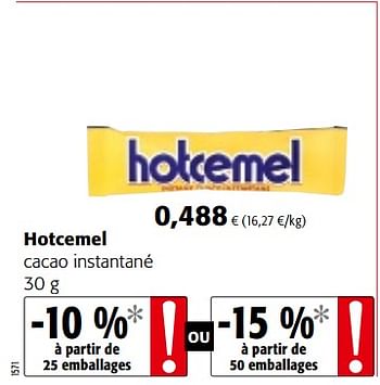 Promotions Hotcemel cacao instantané - Hotcémel - Valide de 17/01/2018 à 30/01/2018 chez Colruyt