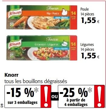 Promotions Knorr tous les bouillons dégraissés - Knorr - Valide de 17/01/2018 à 30/01/2018 chez Colruyt