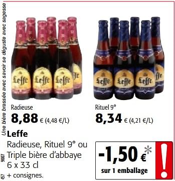 Promotions Leffe radieuse, rituel 9° ou triple bière d`abbaye - Leffe - Valide de 17/01/2018 à 30/01/2018 chez Colruyt