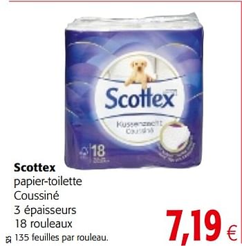 Promotions Scottex papier-toilette coussiné - Scottex - Valide de 17/01/2018 à 30/01/2018 chez Colruyt