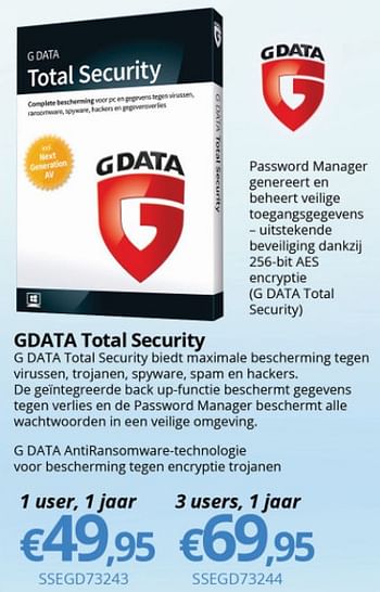 Promoties G data total security - G Data - Geldig van 15/01/2018 tot 28/02/2018 bij Compudeals